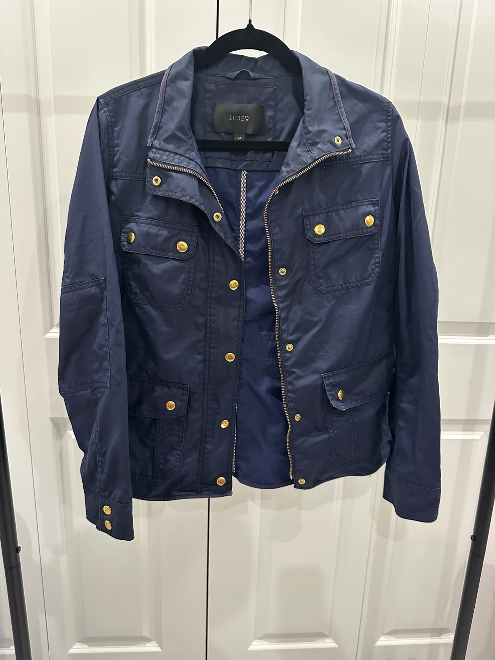J. Crew Navy Utility Field Jacket with Brass Buttons